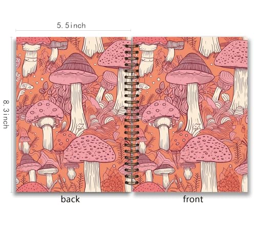 Trendy Preppy Pink Mushroom Spiral Notebook Journal,Mushroom Notebook Journal for Teen Girls Student Teacher,College Ruled Hardcover Notebook Journals for Office Desk Accessories - color: Pink
