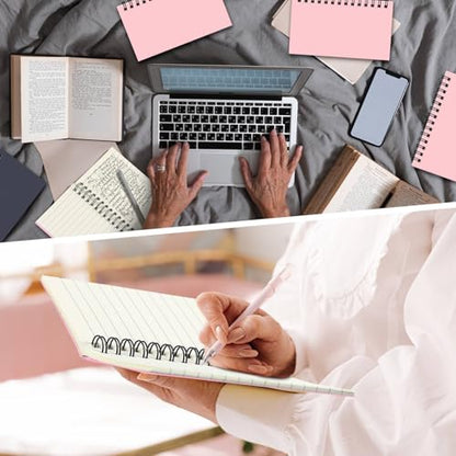 Jutom 54 Pcs Small Spiral Notebooks Memo Pads 3x5 Bulk Small Pocket Notepads Back to School Supplies Mini Notebook with Lined Mini Journals for Office & Work, 120 Pages (Pink) - color: Pink