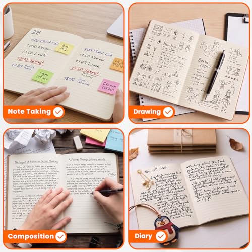 6 Pack A5 Lined Kraft Paper Journals Bulk, Notebooks for Work | A5 Notebook, 8.3" x 5.5" Inch Lined Composition Notebook, College Ruled Journal Notebook for School, 40 Pages / 20 Sheets - color: brown kraft 6 Pcs (One Item)