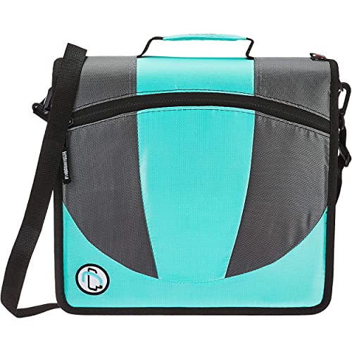 Case-it The Dual 2-in-1 Zipper Binder - Two 1.5 Inch D-Rings - Includes Pencil Pouch - Multiple Pockets - 600 Sheet Capacity - Comes with Shoulder Strap - Mint Blue Dual-101 - color: Zz Mint Blue, size: 1 Pack