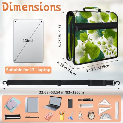 Dandelion Flower Zipper Binder, 3 D-Ring Expanding File Folder with Handle & Adjustable Shoulder Strap, 400 Sheets Capacity Multi-Pocket Organizer for 13 Inch Laptop - color: Dandelion Flower