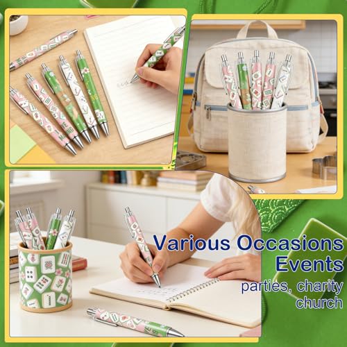 Mahjong Ballpoint Pens Gifts - 24 Pcs Mah Jong Lovers Gifts for Women Men Chinese Funny Retractable Ball Point Pens Set for Home Office School Family Birthday Mahjong Party Favor - style: Mahjong