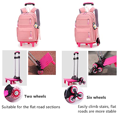 Rolling Backpack,Backpack with Wheels,Kids Roller Backpack for Girls Boys Travel Bag on Wheels Kids Trolley School Bag,Black - color: A-black Two Wheels, size: Two Wheels