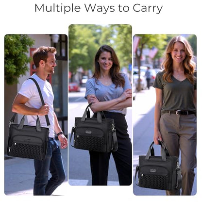 AIJIEKE Large Insulated Lunch Bag for Women Men, Work Lunch Box Tote, Black | Leakproof, durable multi-compartment cooler. Reusable with shoulder strap. Perfect for travel meal prep, picnic, beach - color: A.Black