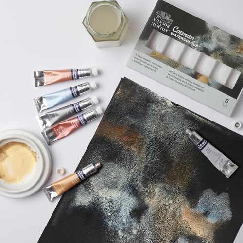 Winsor & Newton Cotman Watercolor Paint Set, 6 Metallic Colors, 8ml (0.27-oz) Tubes - style: 6 Tube Set Metallic 8ml