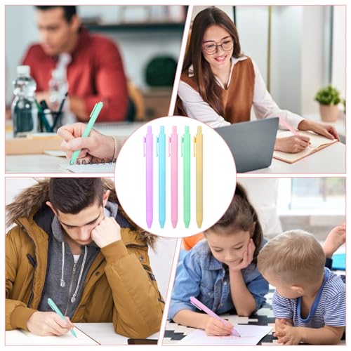100PCS Gel Ink Pens Bulk, Cute Pens 0.5mm Retractable Press Quick Drying Fine Point with Black Ink, 5 Colors Pastel Office Supplies Smooth Writing Grip Ballpoint For Journals, Note Pads