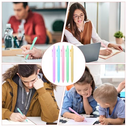 100PCS Gel Ink Pens Bulk, Cute Pens 0.5mm Retractable Press Quick Drying Fine Point with Black Ink, 5 Colors Pastel Office Supplies Smooth Writing Grip Ballpoint For Journals, Note Pads