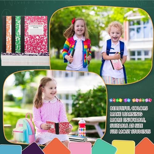 Resurhang 100 Pcs Mini Composition Notebook Bulk 100 Pages/50 Sheets Cute Pocket Composition Note Pad Small Marble Journal Notebooks College Ruled for Student Classroom Office Supplies(Colorful) - color: Colorful