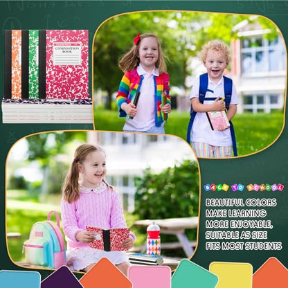 Resurhang 100 Pcs Mini Composition Notebook Bulk 100 Pages/50 Sheets Cute Pocket Composition Note Pad Small Marble Journal Notebooks College Ruled for Student Classroom Office Supplies(Colorful) - color: Colorful