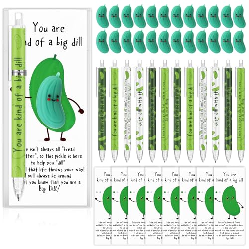 AmazingSpark 60 Sets Back to School Pencils Inspirational Pickle Pencil Gifts Bulk 6 Styles 0.7 mm Mechanical Pencils with Erasers Positive Cards for for School Student Teacher Nurse Staff - style: Pickle