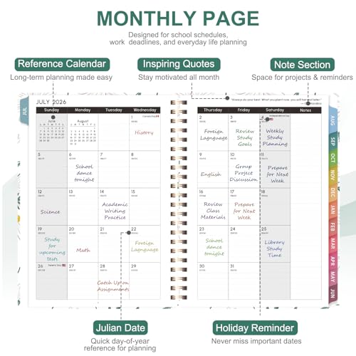 Planner 2026-2027, Weekly and Monthly Academic Year Calendar Planner, July 2026 - June 2027, Daily Agenda Book for Office School Supplies, Letter Size(8.5'' x 11'') - color: 2607-White Daisy, size: 8.5"x11"(Jul 2026-Jun 2027)