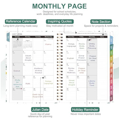Planner 2026-2027, Weekly and Monthly Academic Year Calendar Planner, July 2026 - June 2027, Daily Agenda Book for Office School Supplies, Letter Size(8.5'' x 11'') - color: 2607-White Daisy, size: 8.5"x11"(Jul 2026-Jun 2027)