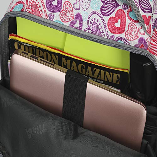 Tilami Rolling Backpack for Kids 19 inch Backpack on Wheels for Boys & Girls - color: Colorful Hearts