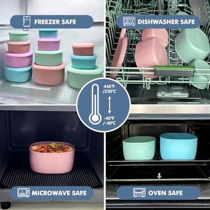 Anatole Silicone Food Storage Container Bento Box 4 Pcs (30oz 20oz 10oz 6.7oz) - color: 4 Pack - Mint Green