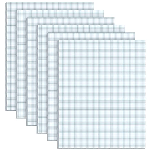 Ctosree 6 Pack Graph Paper Pads 8.5" x 11", 10x10 Quad Ruled, 50 Sheets/100 Pages Back to School Graph Paper for Engineer Architect Designer Mathematician Draftsm - color: Blue