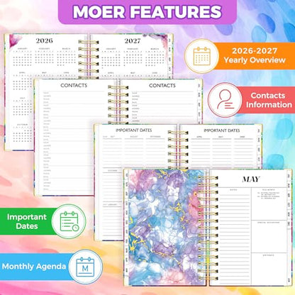 Academic Planner 2026-2027, 18 Months Weekly & Monthly Calendar Planner | July 2026 - Dec 2027, 6.6" x 8.3 A5 Size, Hardcover Daily Agenda with Tabs, Inner Pocket, Bookmark, Stickers, Sticky Note Set - color: Colorful Tree of Life, size: A5