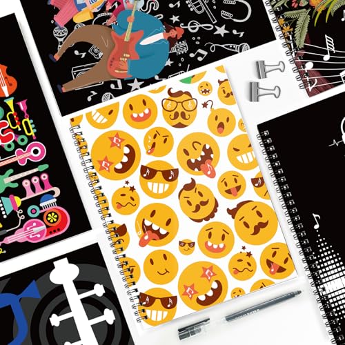 MAXCURY Blank Sheet Music Composition Manuscript Staff Paper Art Music Notebook Black 100 Pages 26x19cm (FunnyEmojis/White) - color: FunnyEmojis/White