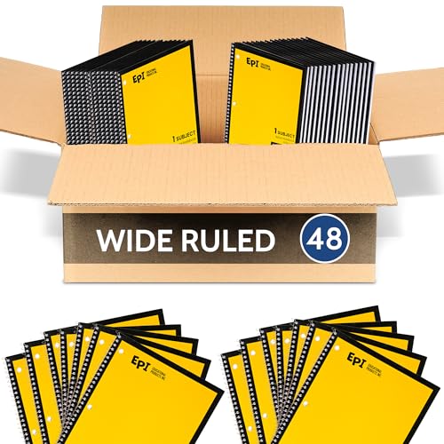 EPI Spiral Notebook | Wide - 70 Sheets, Durable Spiral Binding | 10.5 x 8 in | Classroom Supplies | School, Office, Note Taking, Journaling - 48 Pack - color: Yellow, size: 48