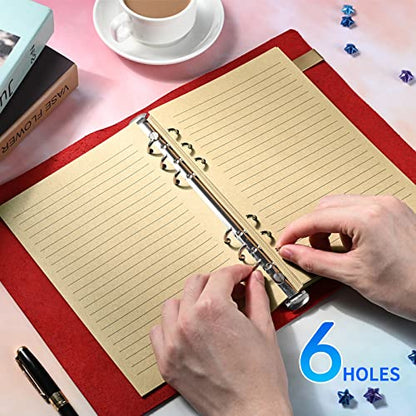 2 Packs A5 Lined Vintage Refillable Paper, Retro A5 Binder Refills Paper for 6-Ring Binders Planner Traveller Journal Notebook Dairy, 8mm Ruled Filler Paper, 80 Sheets 160 Pages, Lined