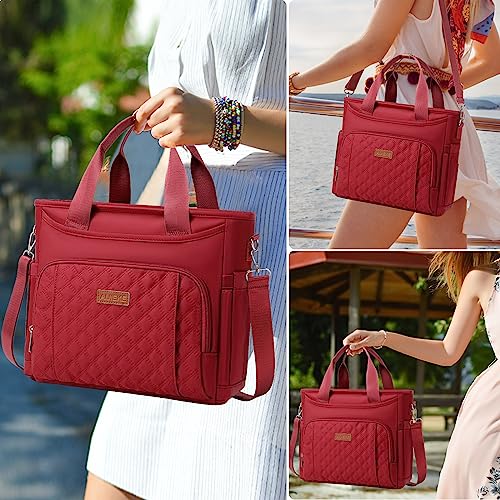 AIJIEKE Large Insulated Lunch Bag for Women, Work Lunch Box Tote, Red | Leakproof, durable multi-compartment cooler. Reusable with shoulder strap. Perfect for travel meal prep, picnic, beach - color: Red