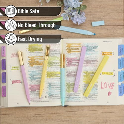 Mr. Pen- Aesthetic Highlighters and Ballpoint Pens No Bleed, 12 Pack | Spring Pastel, Bible Highlighters and Pens No Bleed, Fast Dry and No Smear for Bible Journaling, Planner, School Supplies - color: Spring Pastel, size: 12 Pack