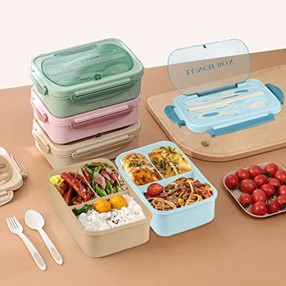 Bento Box for Adult, 1200 ML Lunch Containers, LeakProof Lunch Box with Utensils, BPA Free, 3 Compartment Bento Box Microwave Safe, Khaki - color: Khaki