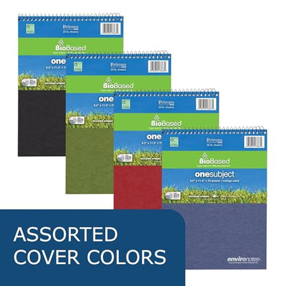Case of 24 FlipPer Wirebound 1 Subject Notebooks, 8.5"x11.5", 70 sheets 20# BioBase White Paper, Asstd Earthtone covers, College Ruled W/Margin - size: 8.5" x 11.5", style: 1 Case