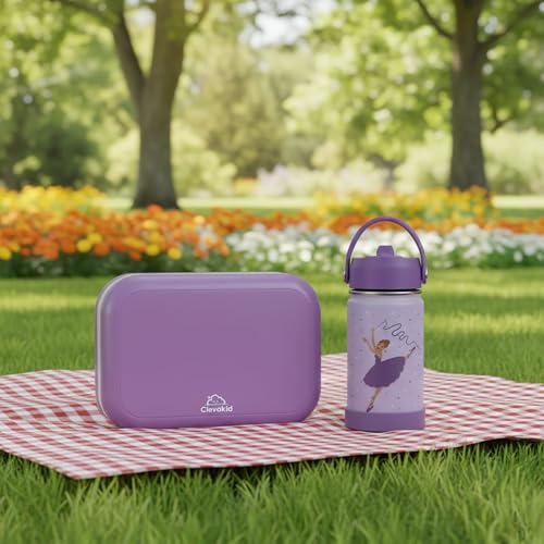 Bento Midi Lunch Box with carrying handle – 4 No-Mix Compartments | Microwave & Dishwasher Safe,Removable Tray | 900ML OZ (Purple Dark Powder) - color: Purple Dark Powder