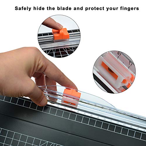 ArtAt 12-Inch Paper Cutter with Retractable Safety Blade, A4 Portable Trimmer for Cardstock, Laminated Paper, Photos, Crafts, Gift Cards, Coupons, Kraft Labels (Auto-Lock & Precise Cutting)