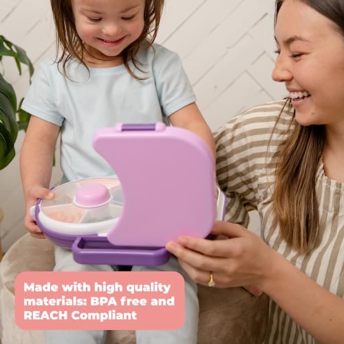 GoBe Kids Lunchbox with Small Snack Spinner Flip - Bundle with Hand Strap & Sticker Sheet, 2-in-1 Bento Style Lunch Container, 5 Small +1 Large Sandwich Compartment, BPA & PVC Free - Mint Green - color: Mint Green