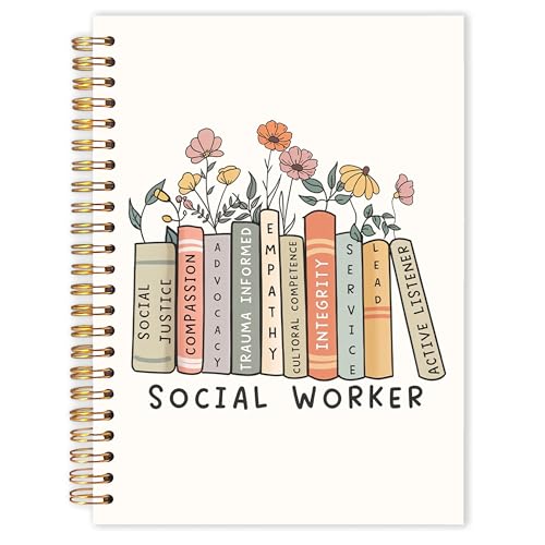 Qabliqo Floral Book Social Worker Spiral Notebook 5.5x8.3, Social Worker Gifts Journal for Writing, Society Workers Gifts Notebook Journal for Note Taking, Community Staff Office Supplies - color: Floral Book Social Worker