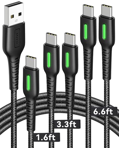 INIU USB C Cable, 5-Pack [1.6/3.3/6.6 ft] 3.1A Fast Charging Type C Cord, Nylon Braided USB A to USB-C Phone Charger Cable for iPhone 16 15 Series Samsung Galaxy S21 S20 S10 Google Pixel 7 6 etc - size: 5 Packs