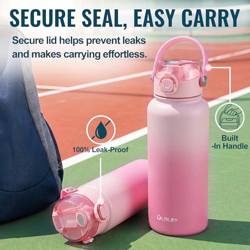 OLDLEY 18oz Insulated Water Bottle with 2-in-1 Straw & Chug Lid, Leakproof Stainless Steel Bottle, Cup Holder Friendly Vacuum Water Bottle for Travel, and School,Blush Ombre - color: Blush Ombre