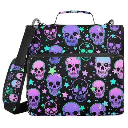 Personalized Magic Skull 3 D-Ring Binder Bag Multi-Pocket Zipper Organizer with Handle and Detachable Shoulder Strap Holds 500 Sheets for School Office Supplies - color: Dhb-004