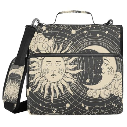 Tarot Celestial Bohemian Binder Bag 3 Ring Zipper with Handle Shoulder Strap - color: Boho