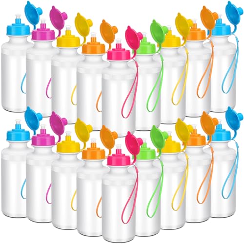 Zubebe 36 Pcs Sports Water Bottles Bulk Squeeze Reusable Plastic Water Bottles Back to School Supplies Summer Gifts for Students School Travel Hiking Cycling Event Team Gift - color: Mix Color