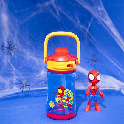 Zak Designs Marvel Spider-Man Beacon Kid Water Bottle for Travel, 12oz Plastic is Durable and Leak-Proof with Liquid Lock Spout, Cover, Carry Handle, Protective Base (Spidey and His Amazing Friends) - color: Spidey and His Amazing Friends