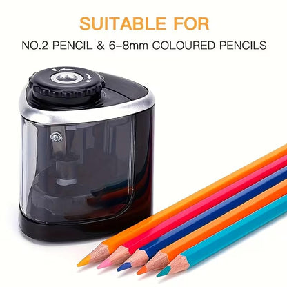 Electric Pencil Sharpener, Single Hole Automatic Sharpener for Standard Pencils, Portable Battery Operated (2 AA Not Included) for Kids School Office Home Art