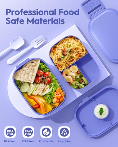BiuLeon Bento Box Adult Lunch Box, 65 Oz Capacity Lunch Containers(Adjustable 2/3 Tier), BPA-Free, Leak-Proof and Stackable Bento Lunch Box, Microwave & Dishwasher Safe with Utensils(Macaron) - color: Macaron