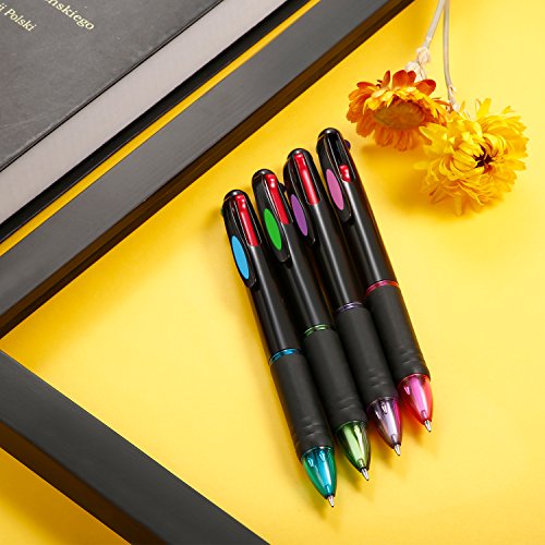 JOVITEC 12 Pcs Multicolor Ballpoint Pens 0.7 mm 4 in 1 Retractable Ballpoint Pens 4 Colors Gel Ink Ball Point Pen School Supplies Back to School Gift for Students Teacher Coworker Nurse Office