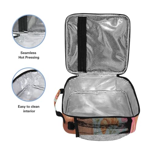 ALAZA Bow Capybara Lunch Box Insulated Lunch Bag Kids Cooler Tote Bag Freezable Shoulder Strap Lunchbox for Girls School Picnic - color: Multi90