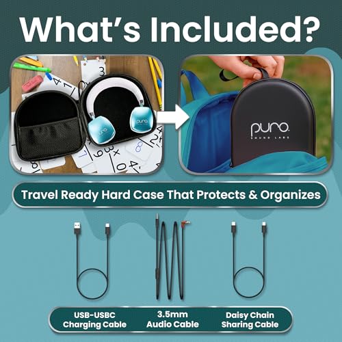 Puro Sound Labs Noise Cancelling Headphones for Kids - 85 dB Volume Limit, Built in Mic, 35-Hour Battery, Lightweight On Ear Design & Comfy Fit, Bluetooth Headphones for Kids – PuroQuiet Plus, Teal - color: Teal