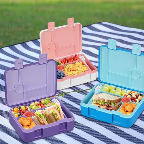 JOOPETALK Chill Bento Lunch Box for Kids Adult with Ice Pack,6-Compartment Reusable Leak-proof Lunch Container for Girls Boys to School,Keep Food Cold&Fresh,Dishwasher & Freezer Safe - color: Blue