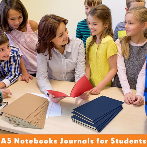 Mimorou 100 Pcs Journals Notebooks Bulk - Kraft Softcover A5 Small Notebooks 5.5 Inch x 8.3 Inch Notepads with 60 Page 30 Sheet for Writing Sketch Travel Office Supplies(Black, Brown, Red, Navy,Lined) - color: Black, Brown, Red, Navy, style: Lined
