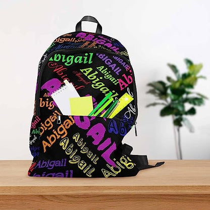 MyPupSocks Custom Name Backpack Bag for Boys Girls, Personalized Text Schoolbag Casual Backpack Customized Bookbag for Kids Unisex Back School Camping Travel - color: Multi 00