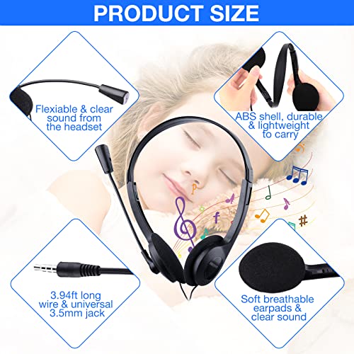 Yunsailing 30 Pack Classroom Headphones with Microphone Headphones Bulk Class Set Lightweight Adjustable Earphones on Ear with 3.5 mm Jack(Black,Plastic Stem) - color: Black, style: Plastic Stem
