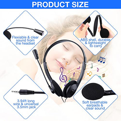 Yunsailing 30 Pack Classroom Headphones with Microphone Headphones Bulk Class Set Lightweight Adjustable Earphones on Ear with 3.5 mm Jack(Black,Plastic Stem) - color: Black, style: Plastic Stem