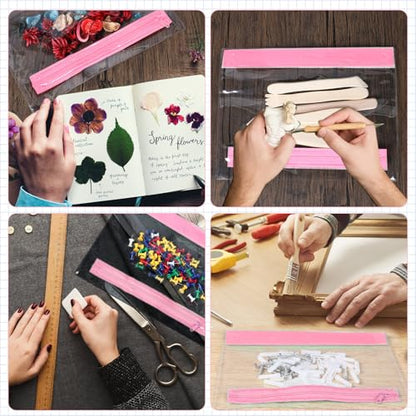 Feifeiya 30 Pcs Pencil Pouches with Zipper Clear Binder Pencil Pouches for 3 Ring Binder Bags Bulk for Office Supplies(Pink) - color: Pink