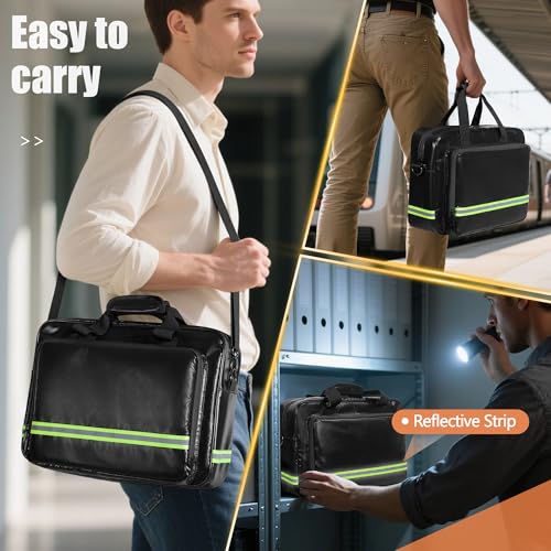 Fireproof Document Bag with Accordion File Organizer | Ul94-Rated to 1500°F, 15.6" Laptop Sleeve, Waterproof Zipper, Reflective Strip, Handle & Shoulder Strap