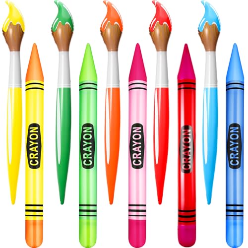 10 Pcs Giant Inflatable Crayons Paint Brush Balloons for Back to School Decorations Jumbo Blow up Crayon Paint Brush for Graduation Birthday Party Photo Prop Classroom Office Supply, 10 Designs - color: Black